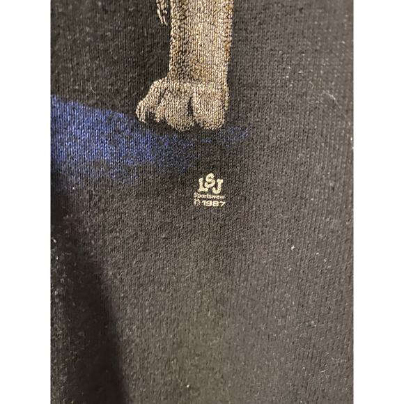 Vintage 1987 Wolf “In The Night Moon" Black Crewneck Sweatshirt-Size L - Picture 4 of 6